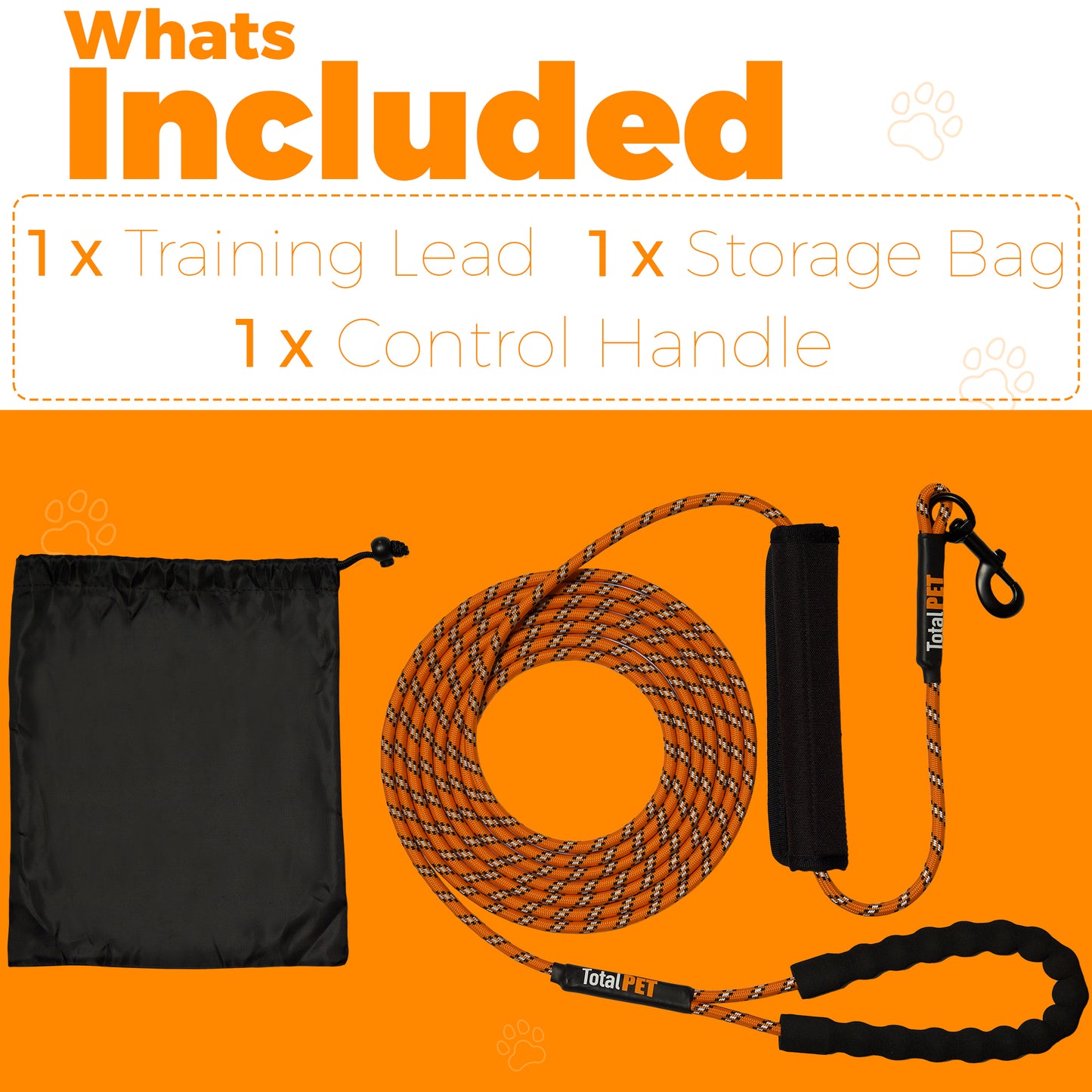 5m Rope Long Line Training Lead for Dogs/ Train Recall and Obedience Commands - Includes Control Handle & Storage Bag