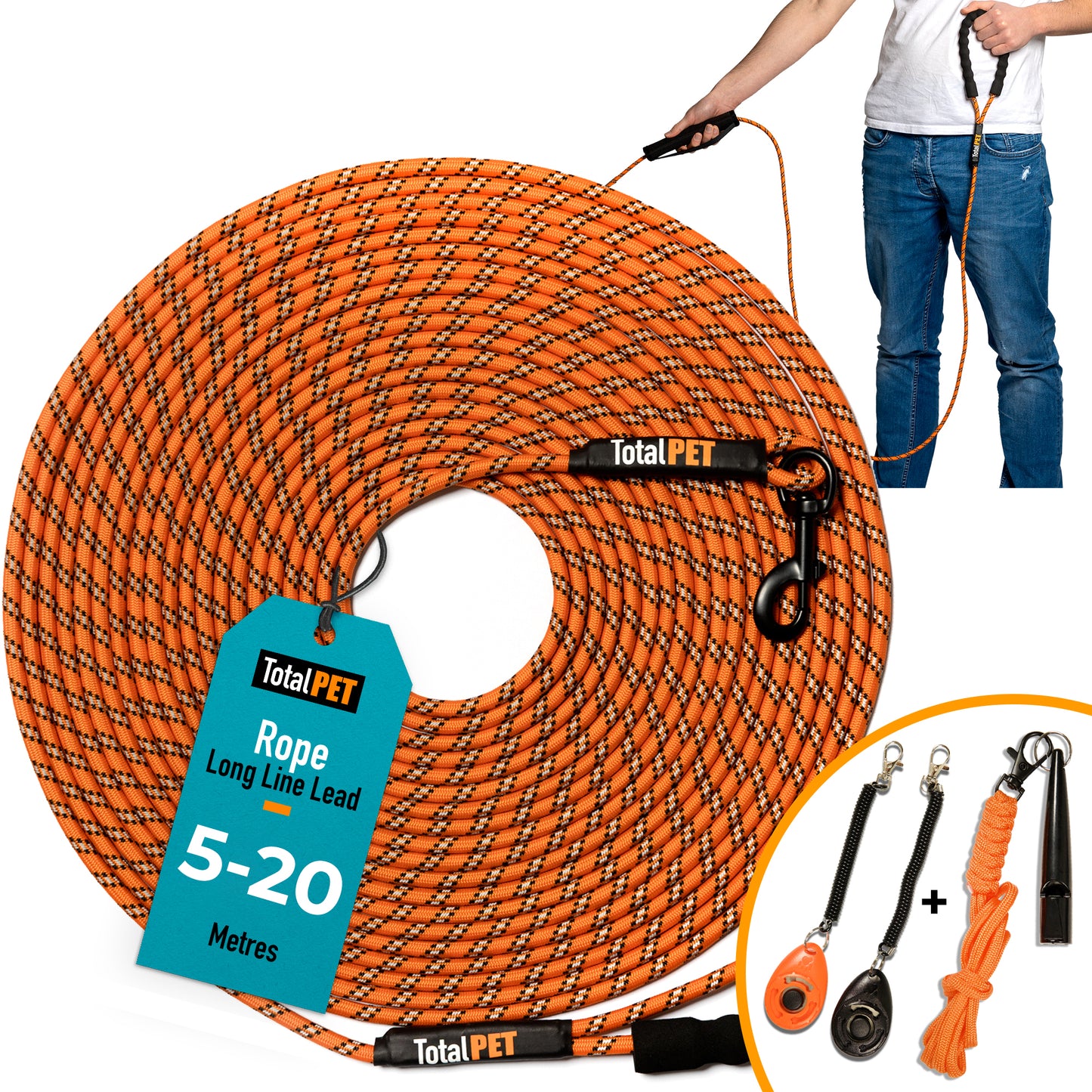 Recall Training Bundle – Long Line + Whistle, 2 x Clickers & Expert Recall Guide
