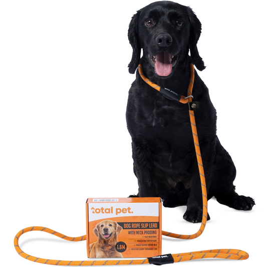 Rope Slip Lead for Dogs & Puppy Training - 1.8 Metres, Reflective W/Neck Padding - Total Pet