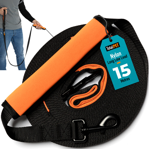 5/10/15/20m Nylon Long Line Dog Lead for Recall Training - Total Pet