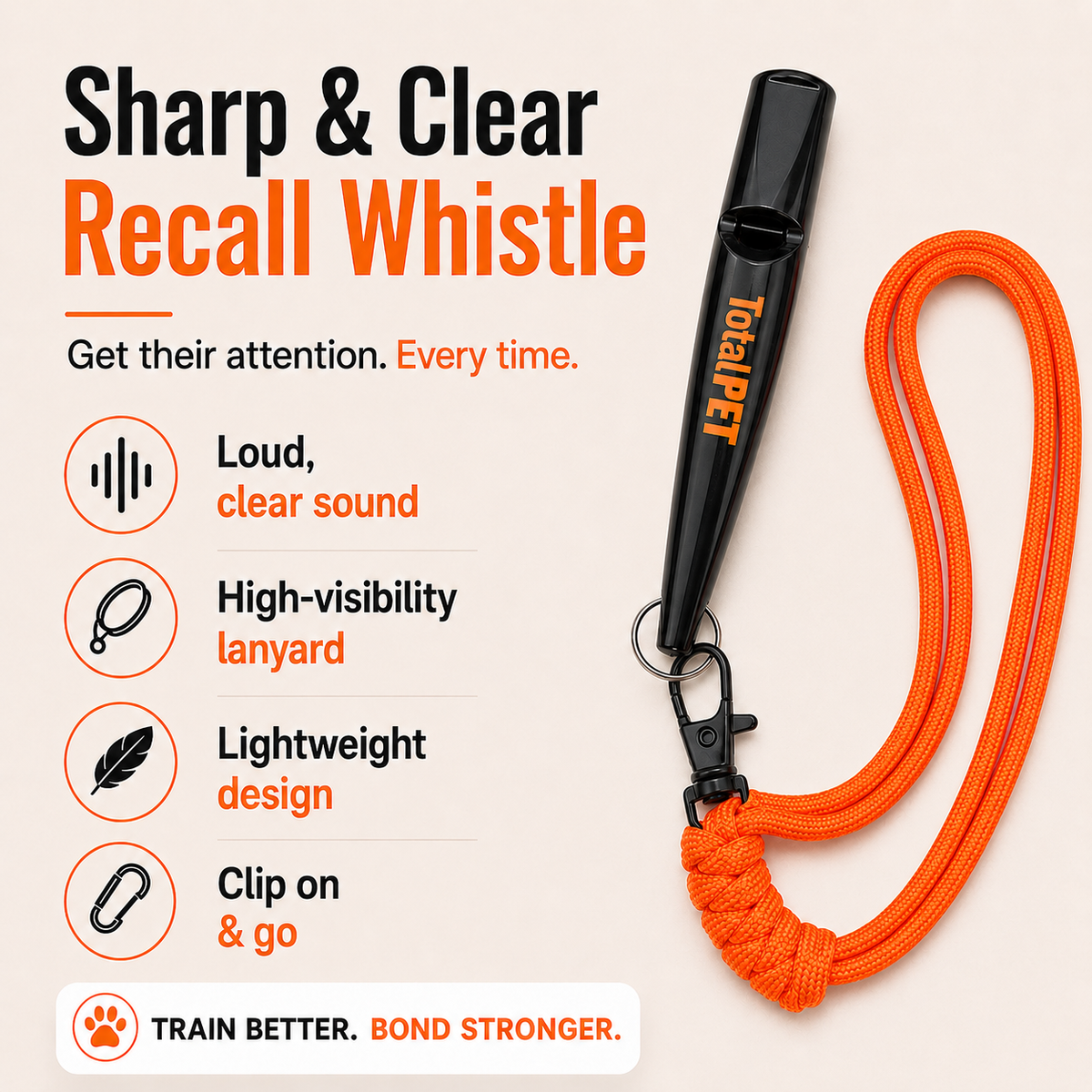 Dog Recall Training Bundle – 1 Training Whistle + 2 Clickers for Puppies & Adult Dogs