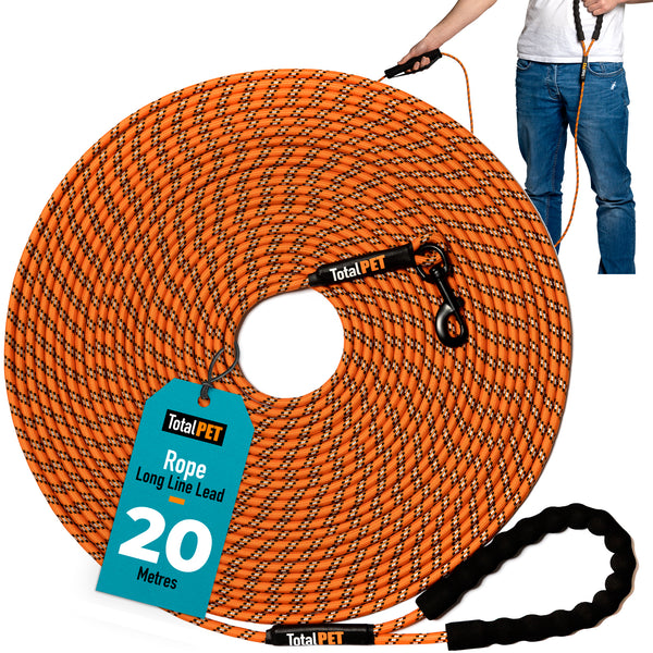 5/10/15/20m Rope Long Line Training Lead for Controlled Freedom & Distance Commands – Total Pet