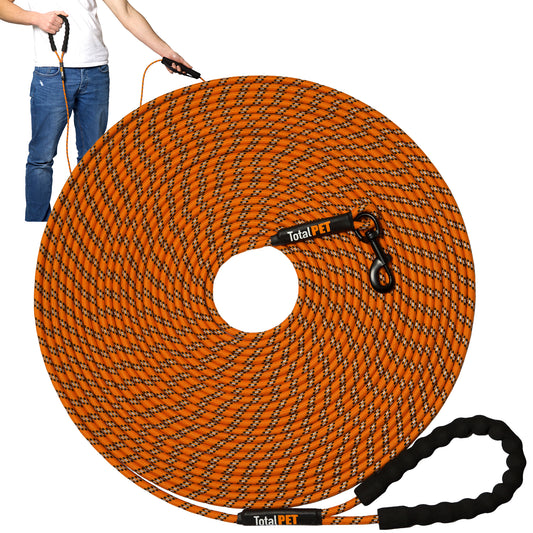 20m Rope Long Line Training Lead for Dogs/ Train Recall and Obedience Commands - Includes Control Handle & Storage Bag