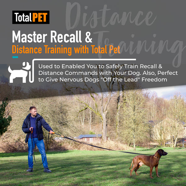 5/10/15/20m Nylon Long Line Dog Lead for Recall Training - Total Pet