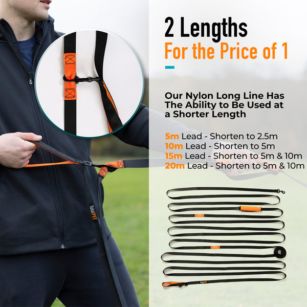 5/10/15/20m Nylon Long Line Dog Lead for Recall Training - Total Pet
