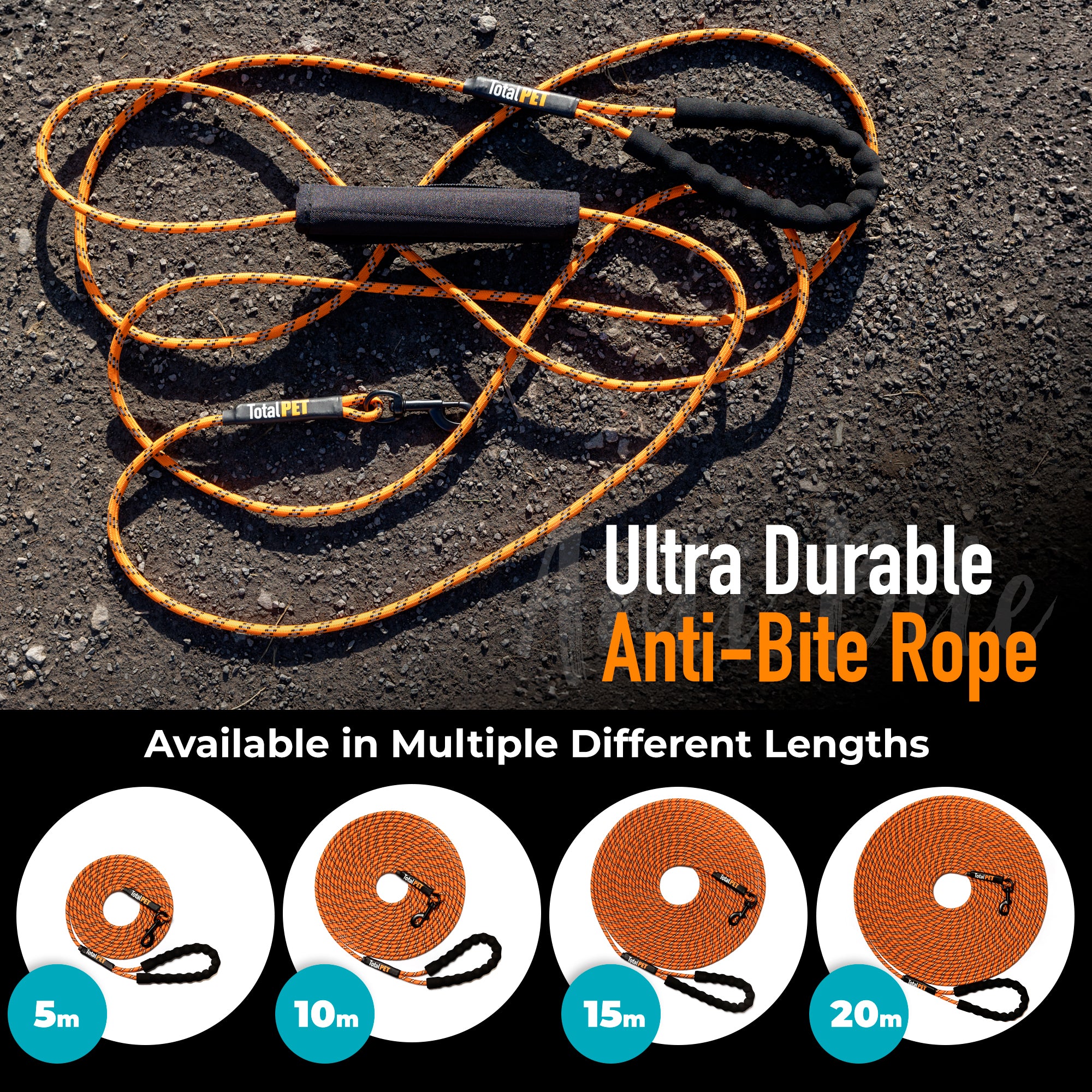 Long Course Lane Rope Rope Long Line – Premium, Reflective Lead w/Control Handle | Total Pet