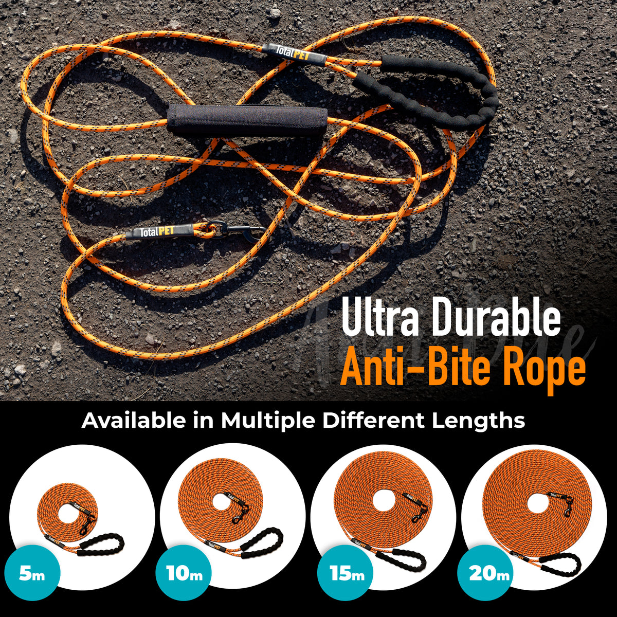 Line Control Rope Rope Long Line – Premium, Reflective Lead w/Control Handle | Total Pet