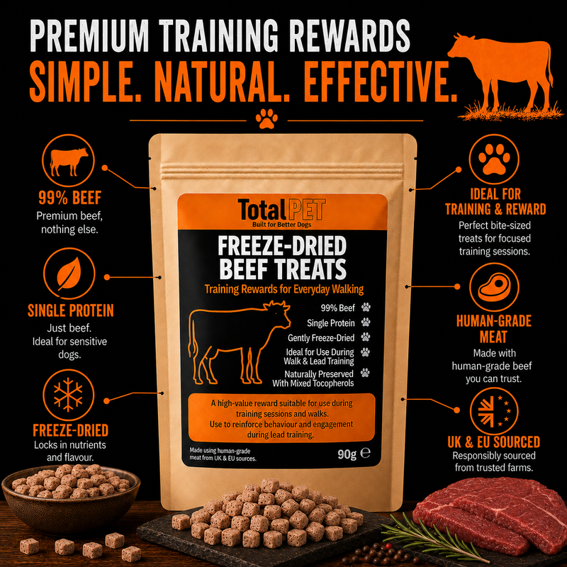 Total Pet Freeze-Dried Beef Dog Treats – Training Rewards – 90/180/400g