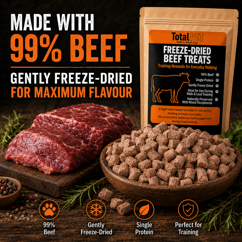 Total Pet Freeze-Dried Beef Dog Treats – Training Rewards – 90/180/400g