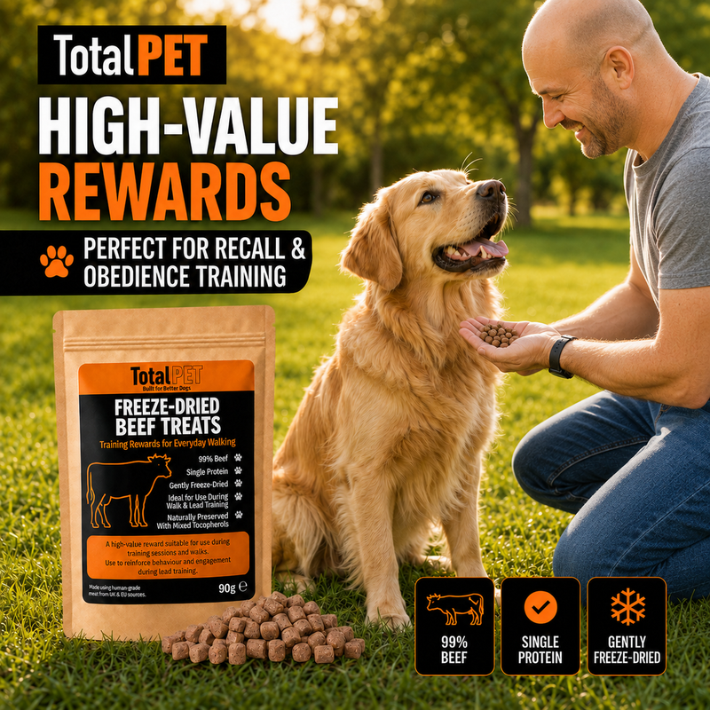 Total Pet Freeze-Dried Beef Dog Treats – Training Rewards – 90/180/400g