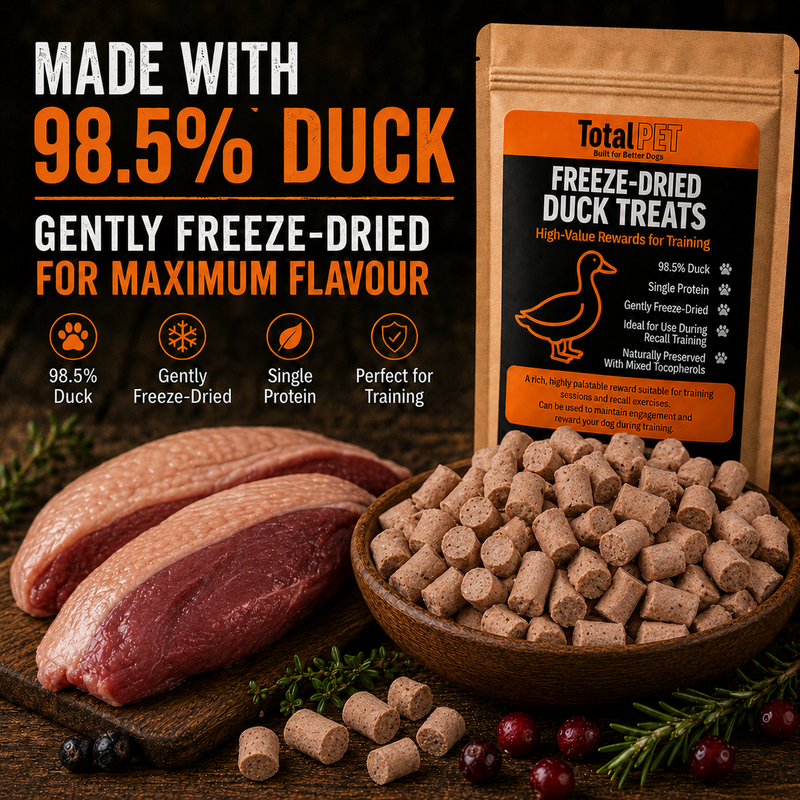 Total Pet Freeze-Dried Duck Dog Treats – Training Rewards – 90/180/400g