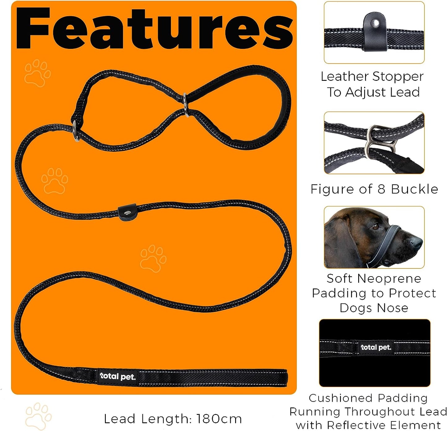 Flat Figure of 8 Dog Lead with Padding – Stop Pulling & Take Back Control - Total Pet