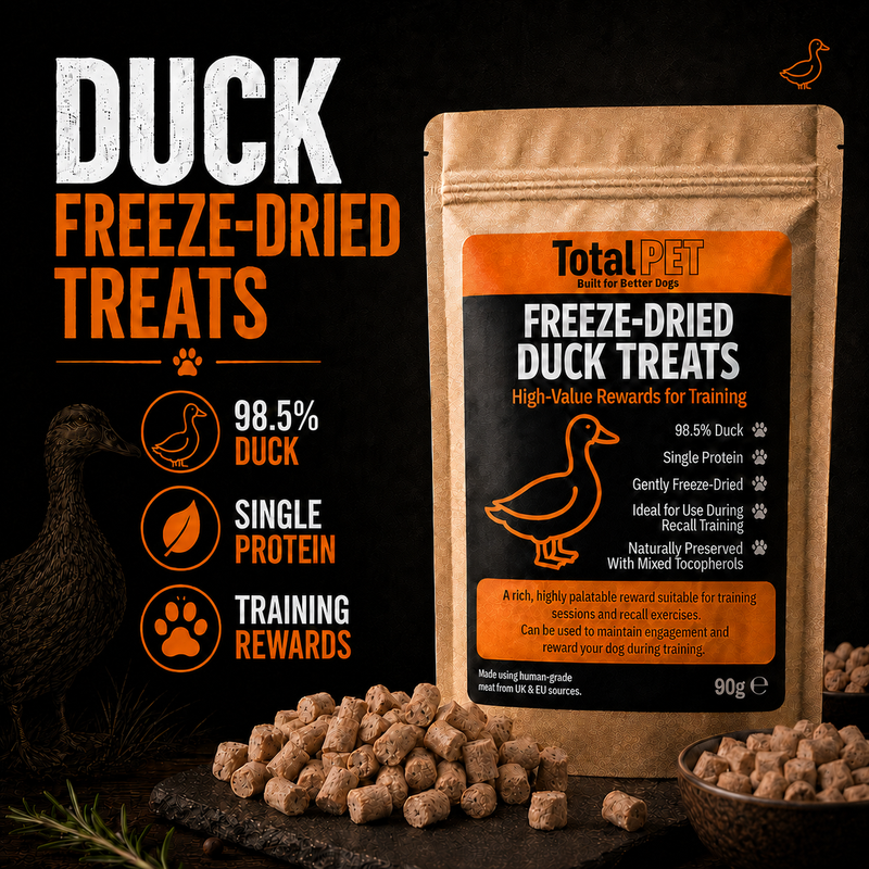 Total Pet Freeze-Dried Duck Dog Treats – Training Rewards – 90/180/400g