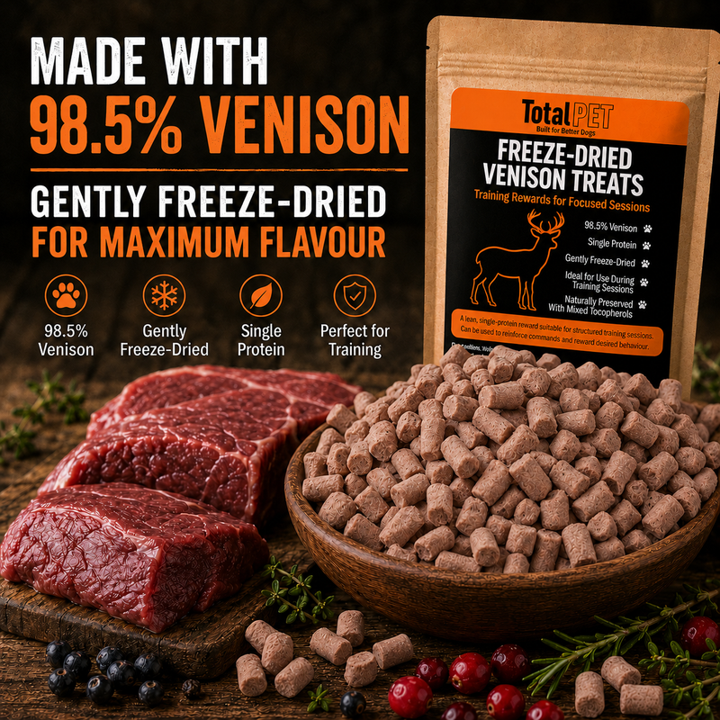 Total Pet Freeze-Dried Venison Dog Treats – Training Rewards – 90/180/400g