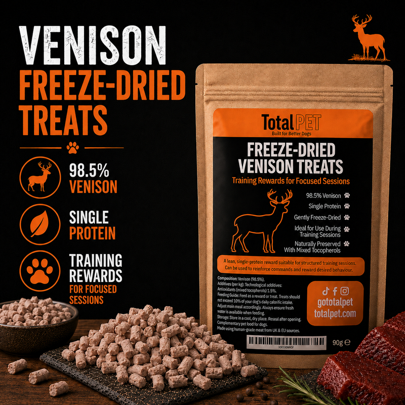 Total Pet Freeze-Dried Venison Dog Treats – Training Rewards – 90/180/400g