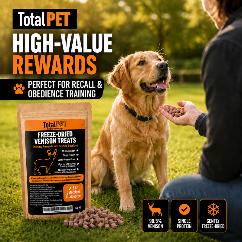 Total Pet Freeze-Dried Venison Dog Treats – Training Rewards – 90/180/400g